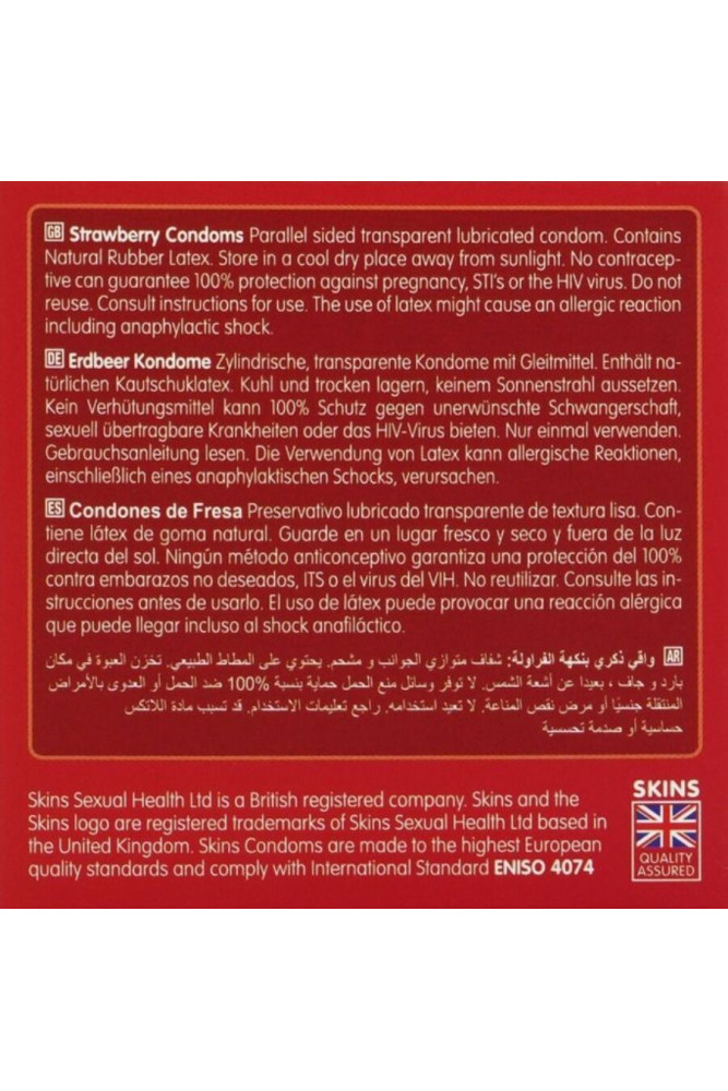 SKINS - PRESERVATIVI PREMIUM ALLA FRAGOLA CONFEZIONE DA 4