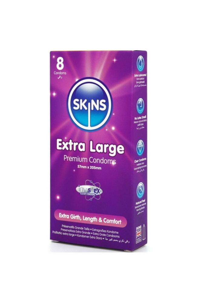 SKINS - PRESERVATIVI EXTRA LARGE PREMIUM CONFEZIONE DA 8