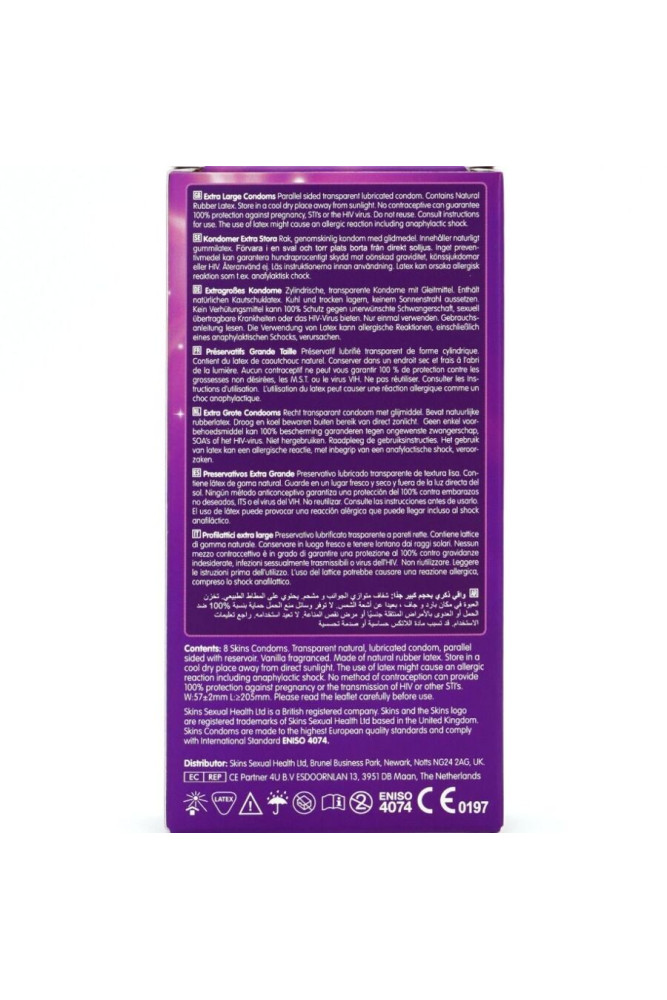 SKINS - PRESERVATIVI EXTRA LARGE PREMIUM CONFEZIONE DA 8