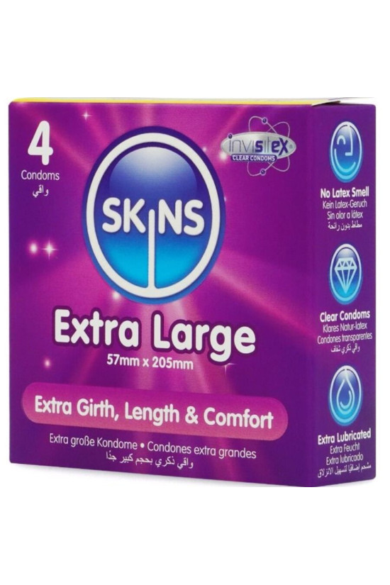 SKINS - PRESERVATIVI EXTRA LARGE PREMIUM CONFEZIONE DA 4