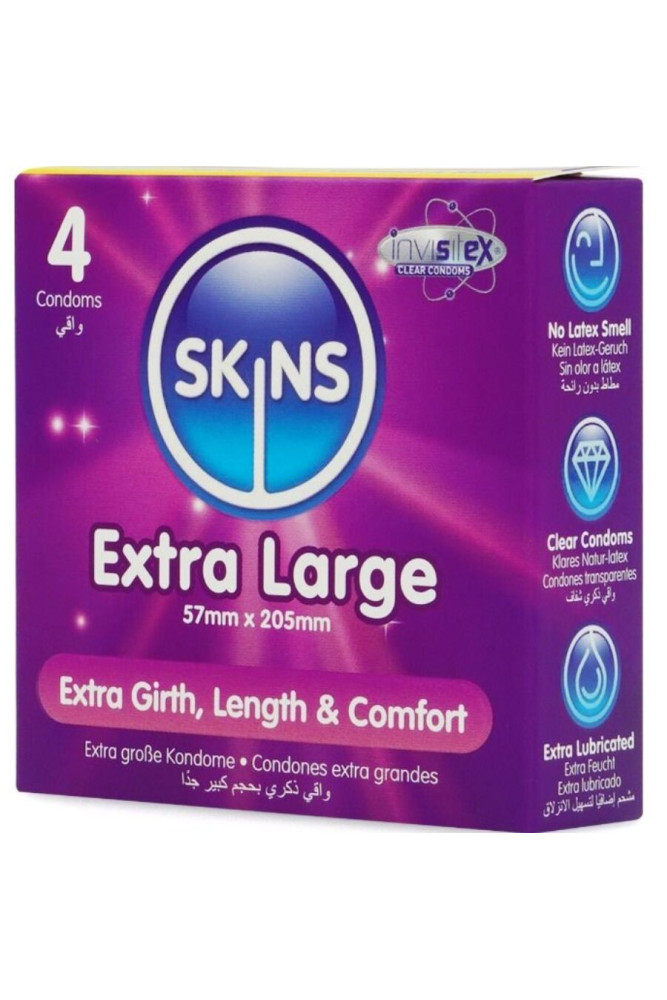 SKINS - PRESERVATIVI EXTRA LARGE PREMIUM CONFEZIONE DA 4
