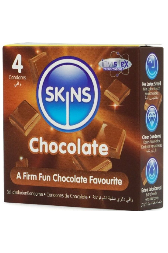 SKINS - PRESERVATIVI PREMIUM AL CIOCCOLATO CONFEZIONE DA 4