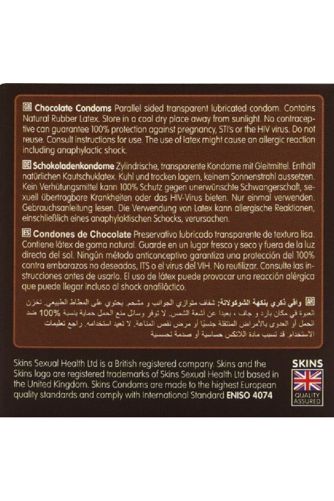 SKINS - PRESERVATIVI PREMIUM AL CIOCCOLATO CONFEZIONE DA 4