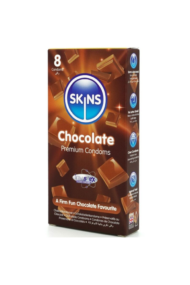 SKINS - PRESERVATIVI PREMIUM AL CIOCCOLATO CONFEZIONE DA 8