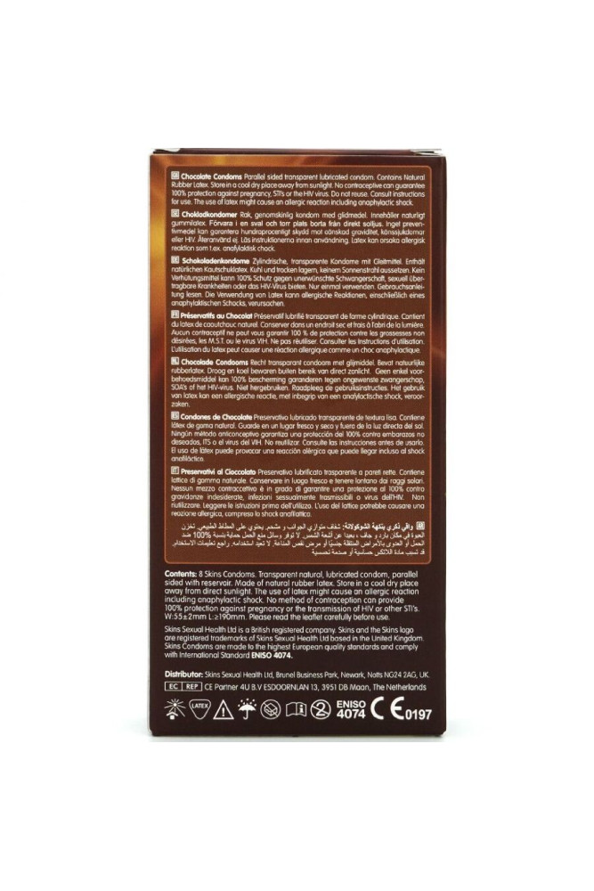 SKINS - PRESERVATIVI PREMIUM AL CIOCCOLATO CONFEZIONE DA 8