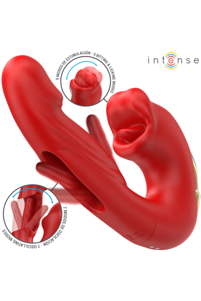 INTENSE - NATHY DOPPIO VIBRATORE CON BOCCA STIMOLANTE MULTIFUNZIONE ROSSO