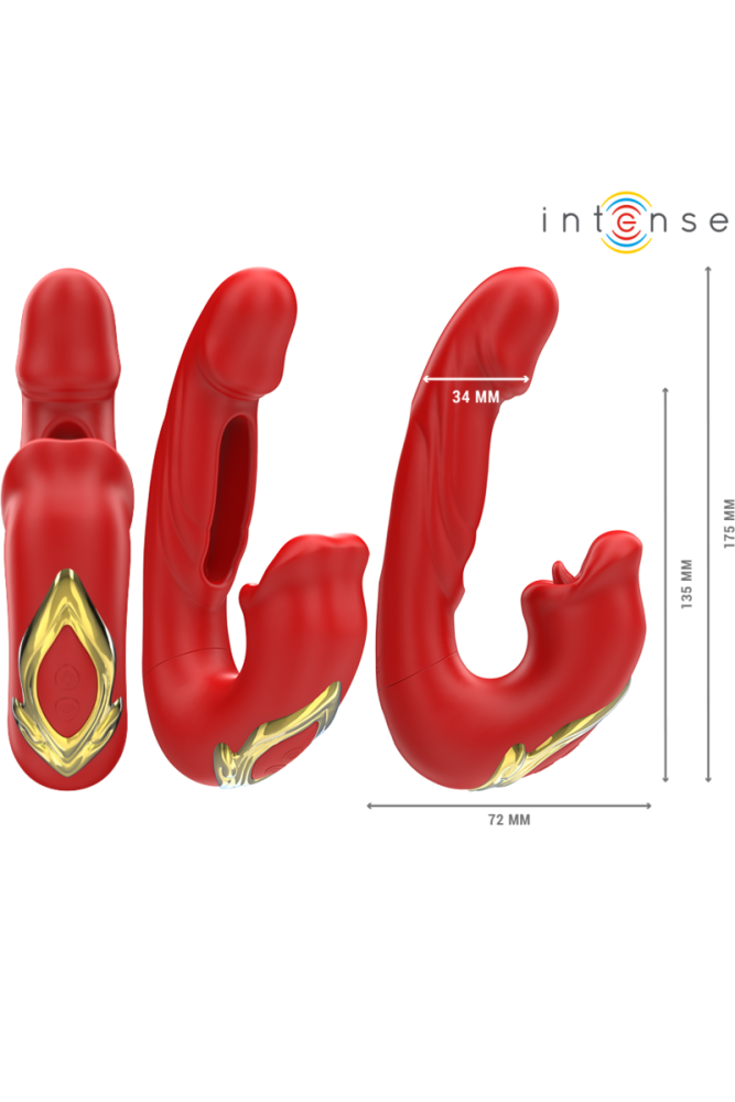 INTENSE - NATHY DOPPIO VIBRATORE CON BOCCA STIMOLANTE MULTIFUNZIONE ROSSO