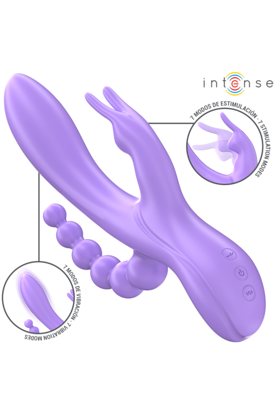 INTENSE - MIKO TRIPLO VIBRATORE CONIGLIO & STIMOLATORE & ANALE 7 VIBRAZIONI VIOLA
