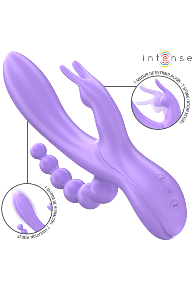 INTENSE - MIKO TRIPLO VIBRATORE CONIGLIO & STIMOLATORE & ANALE 7 VIBRAZIONI VIOLA
