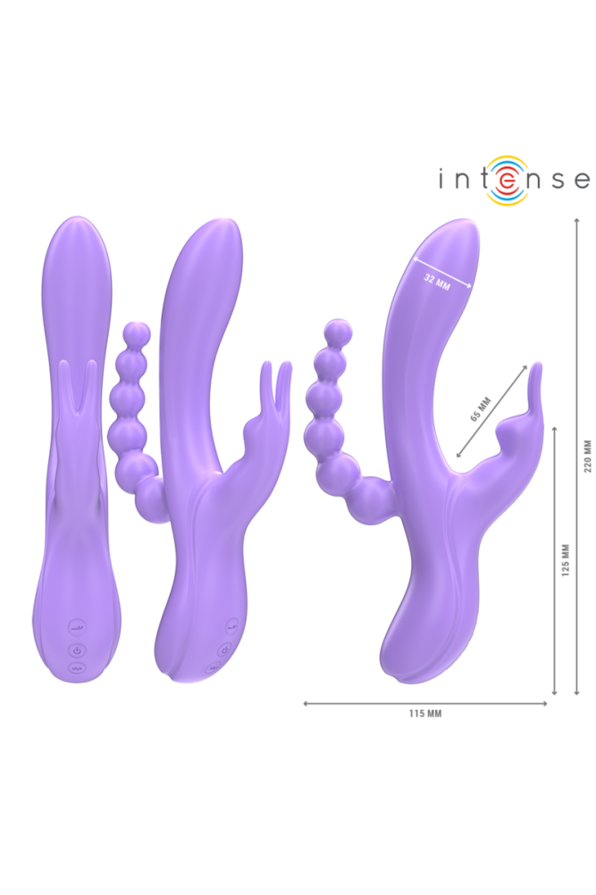 INTENSE - MIKO TRIPLO VIBRATORE CONIGLIO & STIMOLATORE & ANALE 7 VIBRAZIONI VIOLA