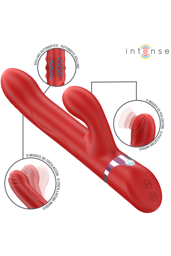INTENSE - LELE VIBRATORE MULTIFUNZIONE ROTANTE E OSCILLANTE E STIMOLANTE ROSSO