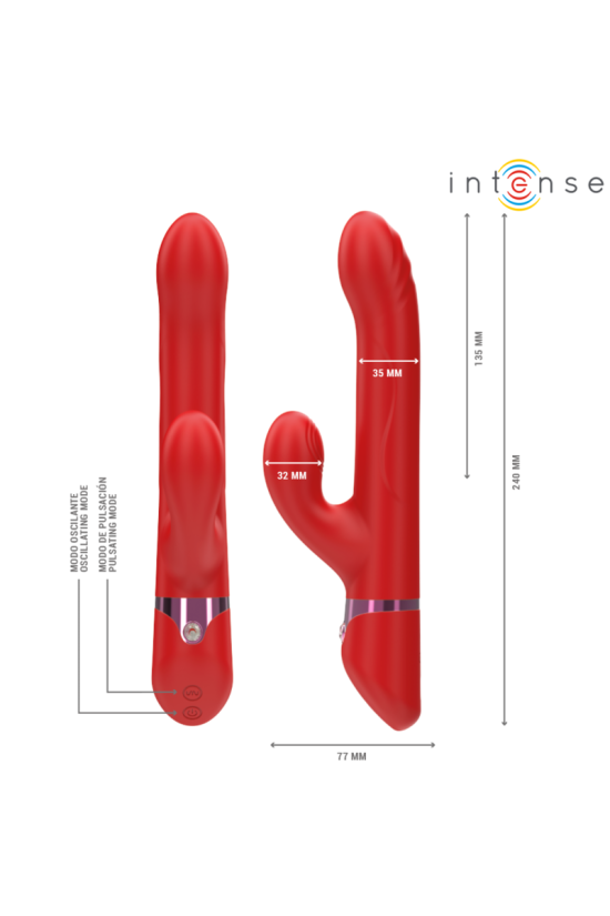 INTENSE - LELE VIBRATORE MULTIFUNZIONE ROTANTE E OSCILLANTE E STIMOLANTE ROSSO