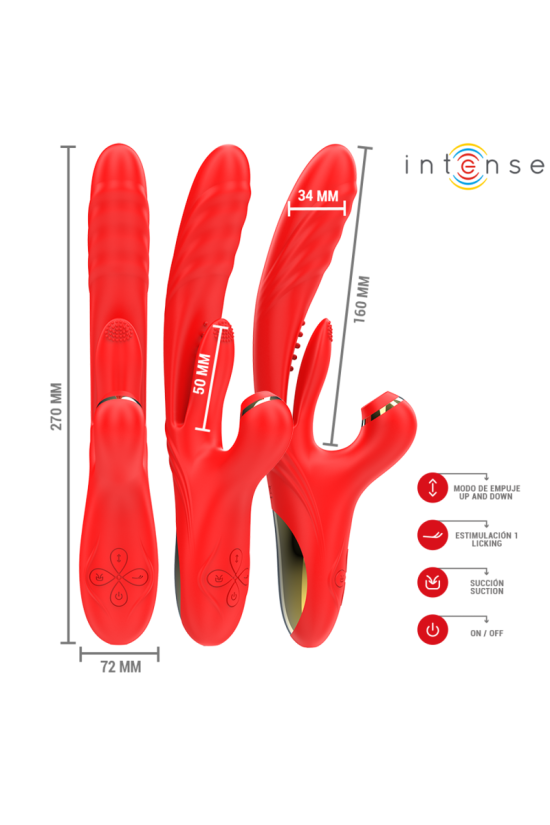 INTENSE - KAROL VIBRATORE MULTIFUNZIONE SPINTA E STIMOLAZIONE E ONDE STIMOLANTI ROSSO