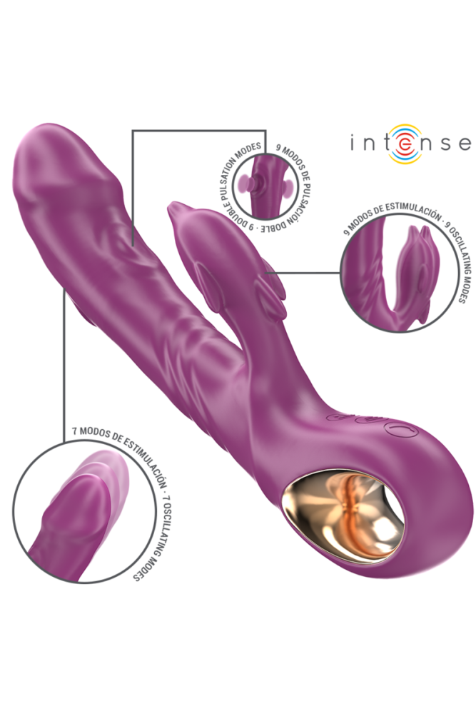 INTENSE - VIBRATORE MULTIFUNZIONE HALLE CON LINGUA STIMOLANTE A DELFINO VIOLA