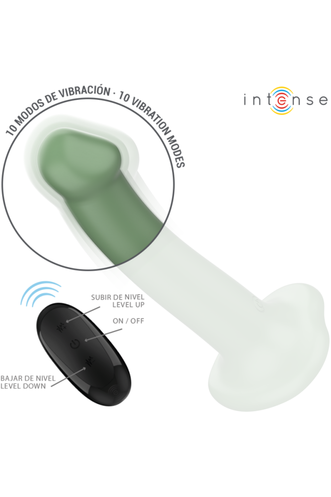 INTENSE - VIBRATORE BECCA CON VENTOSA 10 VIBRAZIONI TELECOMANDO VERDE