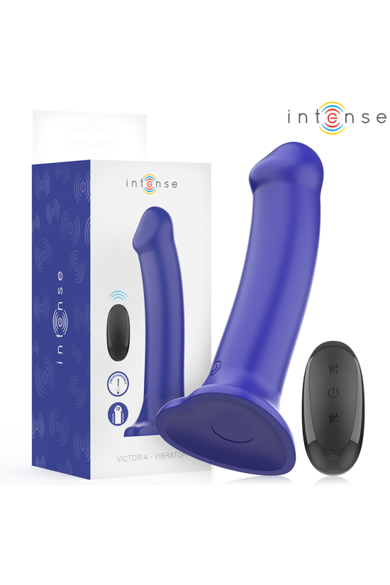 INTENSE - VIBRATORE VICTORIA CON VENTOSA 10 VIBRAZIONI BLU SCURO TELECOMANDO