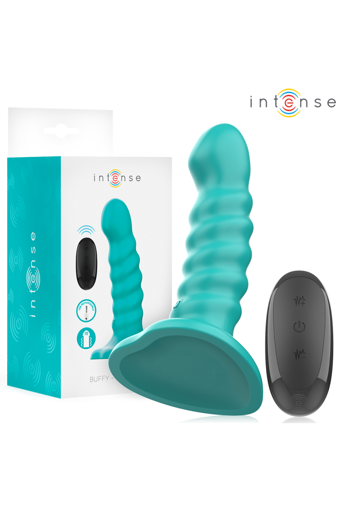 INTENSE - VIBRATORE BUFFY TAGLIA S DESIGN A SPIRALE 10 VIBRAZIONI TELECOMANDO BLU
