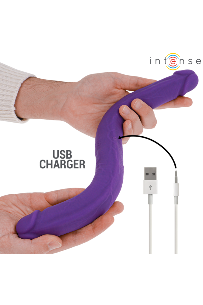 INTENSE - GUNTER DILDO DOPPIO VIBRATORE 40 CM VIOLA TELECOMANDO