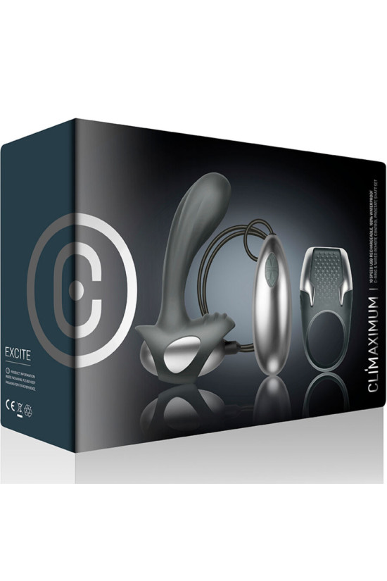 CLIMAXIMUM - EXCITE KIT ANELLO PER IL PENE + MASSAGGIATORE PER LA PROSTATA CON FILO