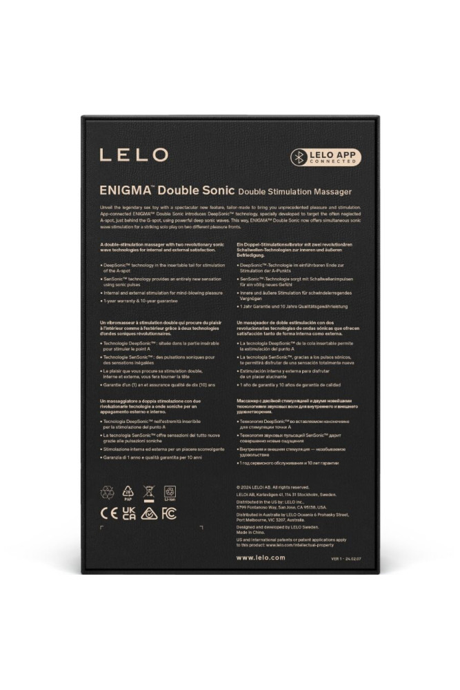 LELO - ENIGMA DOUBLE SONIC VIBRATOR POINT G CYBER PURPLE