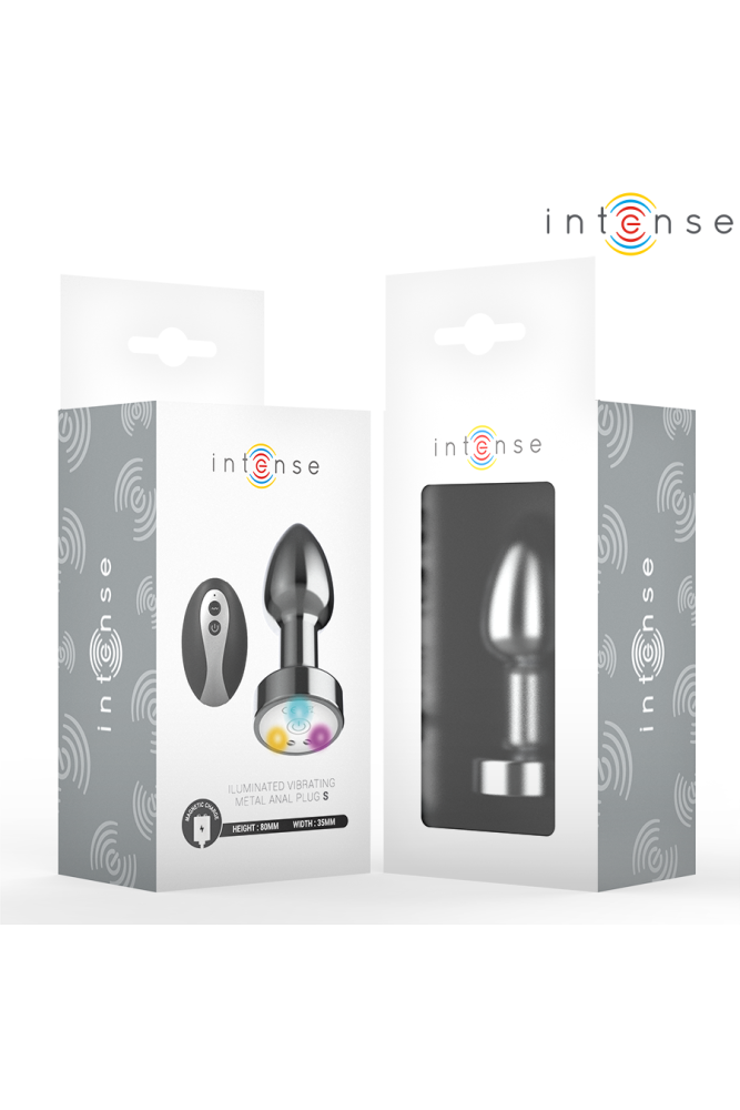 INTENSE - PLUG ANALE VIBRANTE IN METALLO CON LUCI LED E TELECOMANDO - TAGLIA S