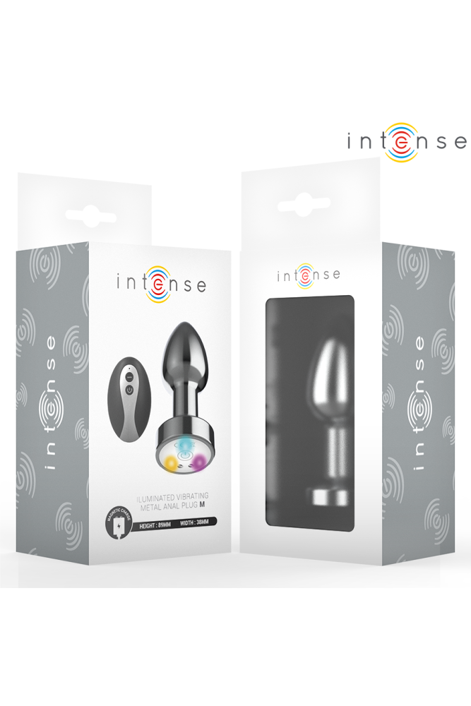INTENSE - PLUG ANALE VIBRANTE IN METALLO CON LUCI LED E TELECOMANDO - TAGLIA M