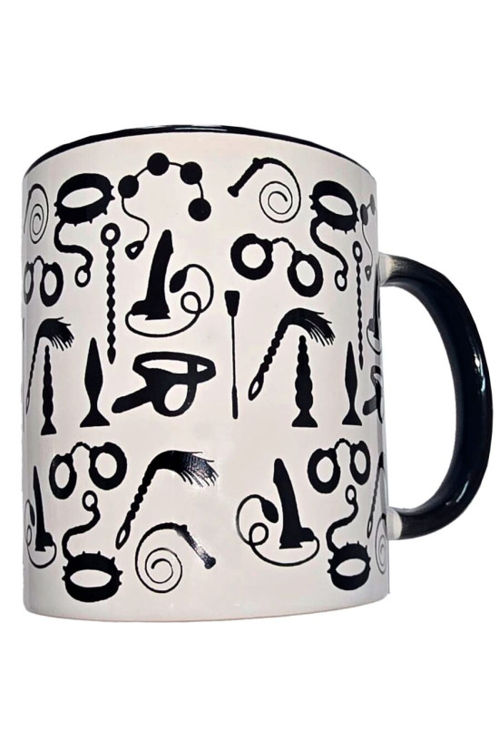 DIABLO PICANTE - TAZZA BONDAGE BIANCA CON MANICO NERO 370 ML