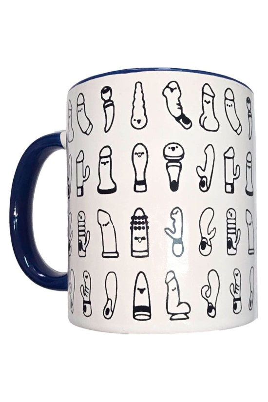 DIABLO PICANTE - TAZZA VIBRATORI BIANCHI CON MANICO BLU 370 ML