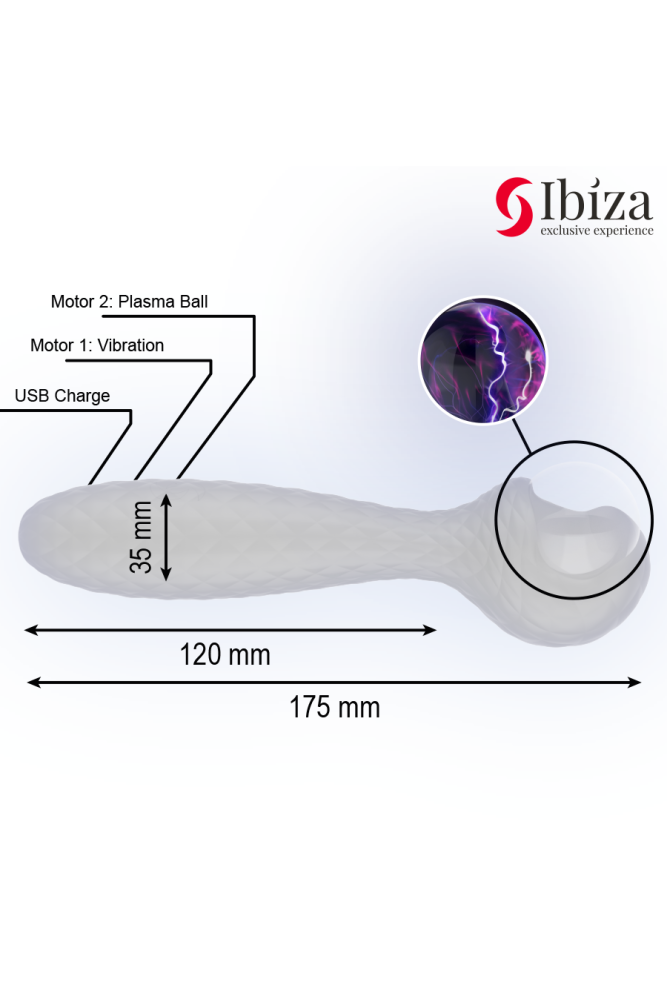 IBIZA - VIBRATORE E STIMOLATORE A SFERA DI PLASMA