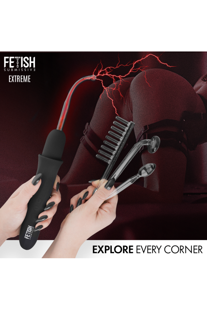 FETISH SUBMISSIVE - VIBRADOR WAND ELECTROESTIMULACIÓN ALTA FRECUENCIA