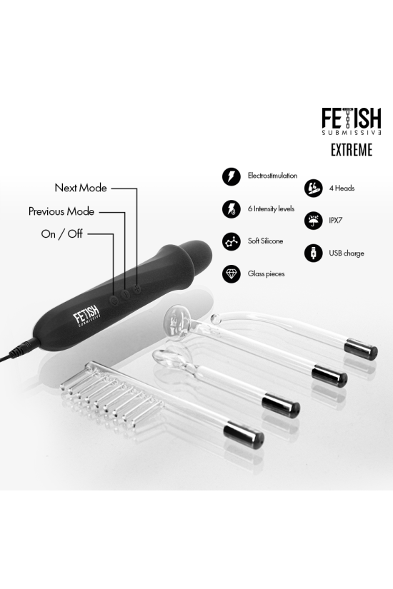 FETISH SUBMISSIVE - VIBRADOR WAND ELECTROESTIMULACIÓN ALTA FRECUENCIA