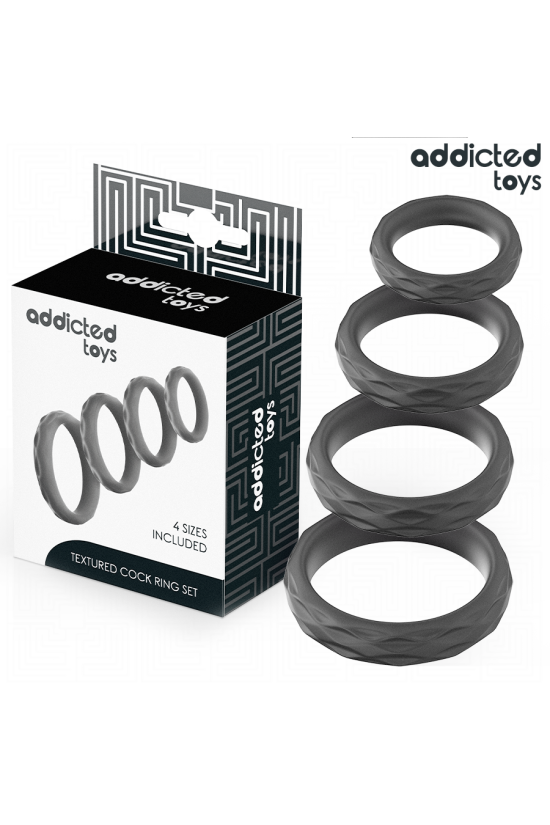 ADDICTED TOYS - SET DI ANELLI PER IL PENE TESTURIZZATI 4 MISURE