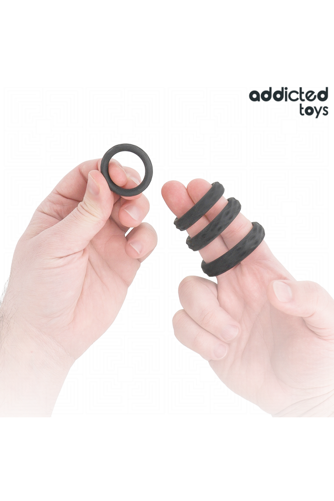ADDICTED TOYS - SET DI ANELLI PER IL PENE TESTURIZZATI 4 MISURE