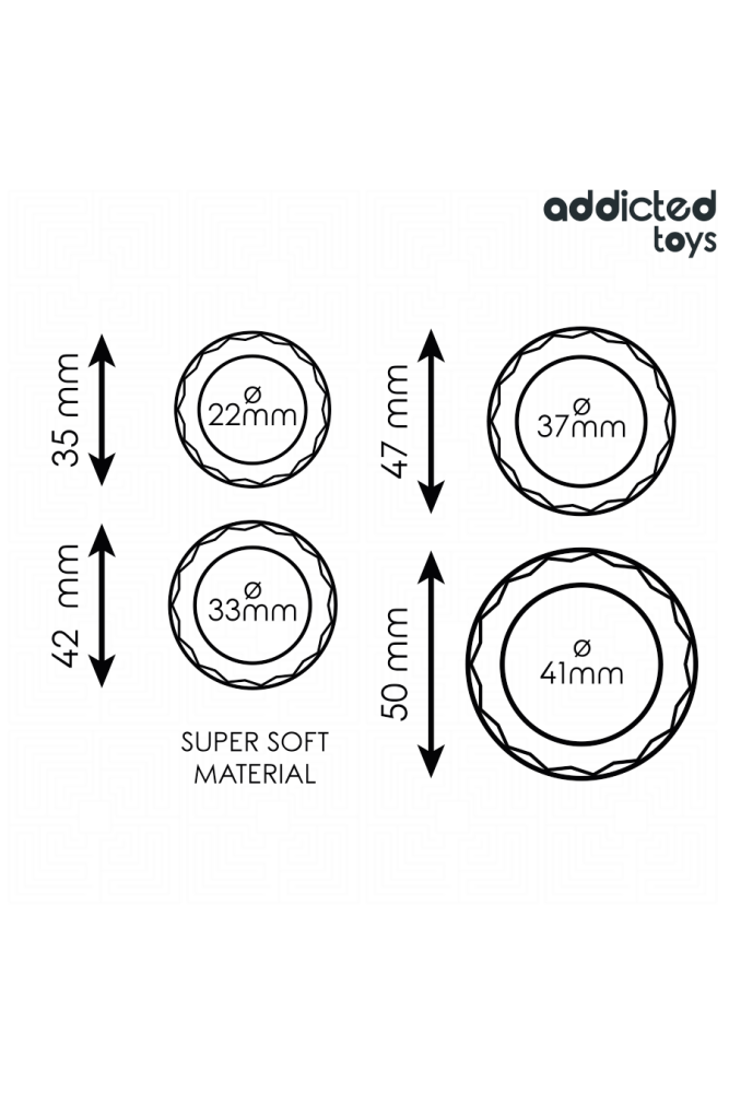 ADDICTED TOYS - SET DI ANELLI PER IL PENE TESTURIZZATI 4 MISURE