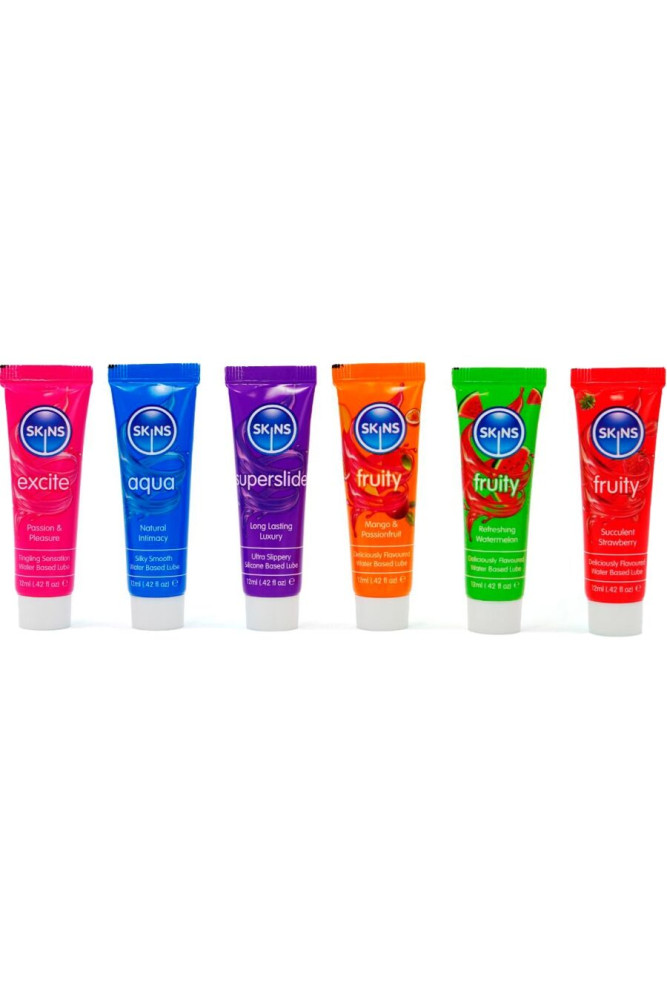 SKINS - KIT LUBRIFICANTI VITALI E FRUTTATI 6 x 12 ML