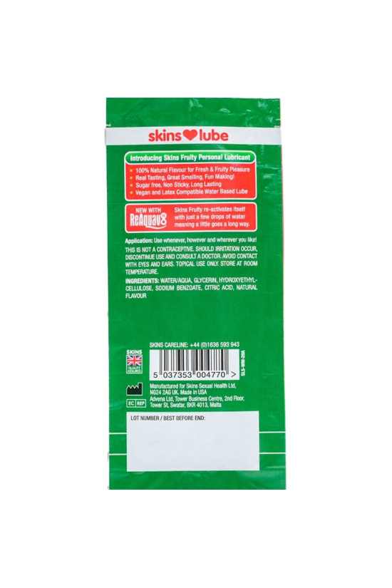 SKINS - LUBRIFICANTE FRUTTATO A BASE D'ACQUA ANGURIA MONODOSE 5 ML