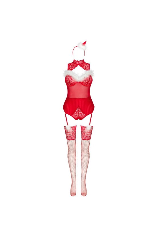 LIVCO CORSETTI FASHION - LIMPID SNOWFLAKES LC 90604 BODY + CALZE + CERCHIETTO NATALIZIO L/XL