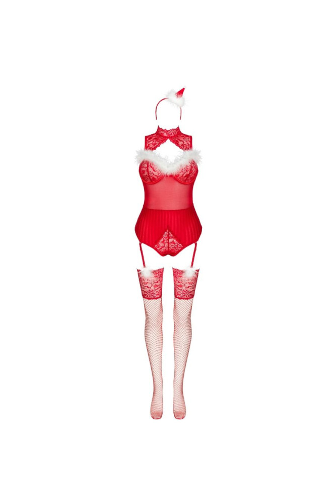 LIVCO CORSETTI FASHION - LIMPID SNOWFLAKES LC 90604 BODY + CALZE + CERCHIETTO NATALIZIO L/XL