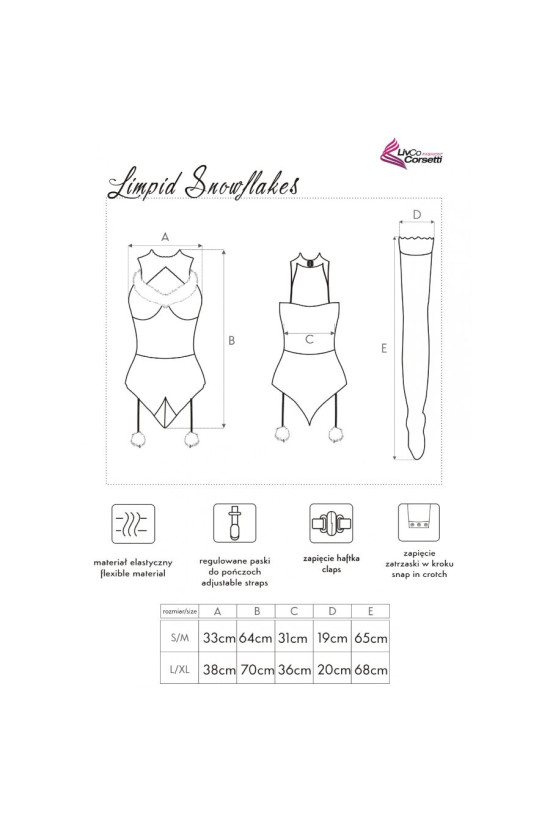 LIVCO CORSETTI FASHION - LIMPID SNOWFLAKES LC 90604 BODY + CALZE + CERCHIETTO NATALIZIO L/XL