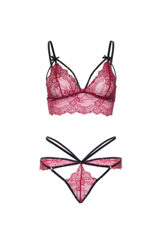 LEG AVENUE - 81623 COMPLETO REGGISENO + PERIZOMA BORDEAUX TAGLIA L