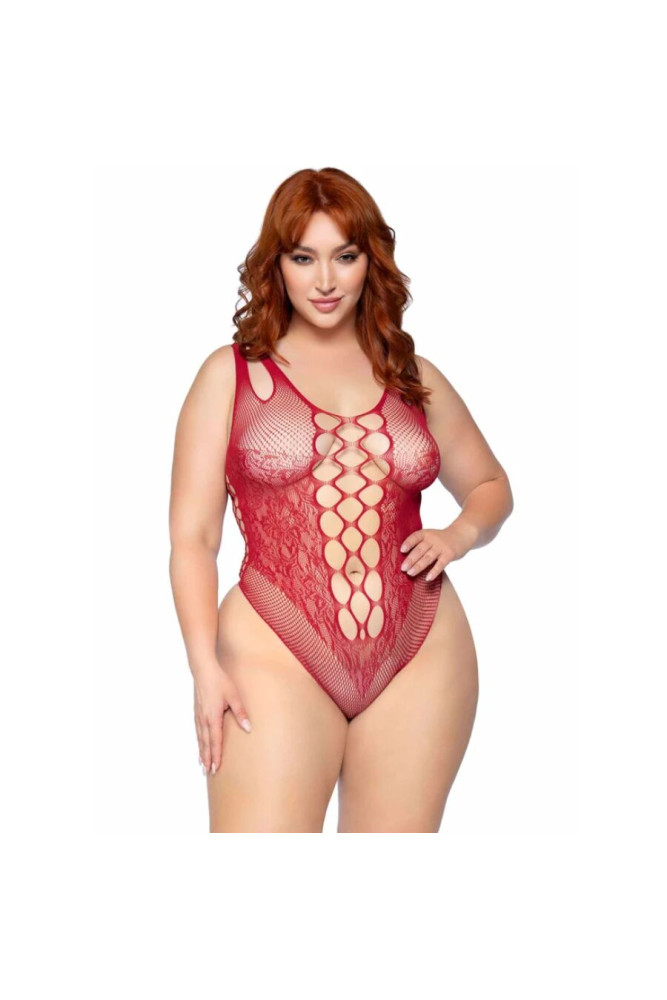 LEG AVENUE - 81641X BODY SENZA CUCITURE BORDEAUX TAGLIA 1X/2X