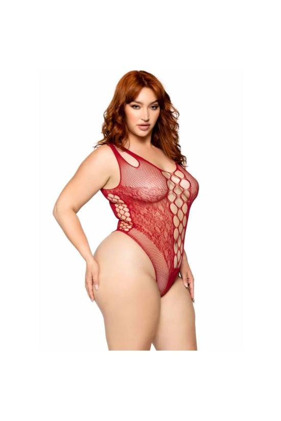 LEG AVENUE - 81641X BODY SENZA CUCITURE BORDEAUX TAGLIA 1X/2X