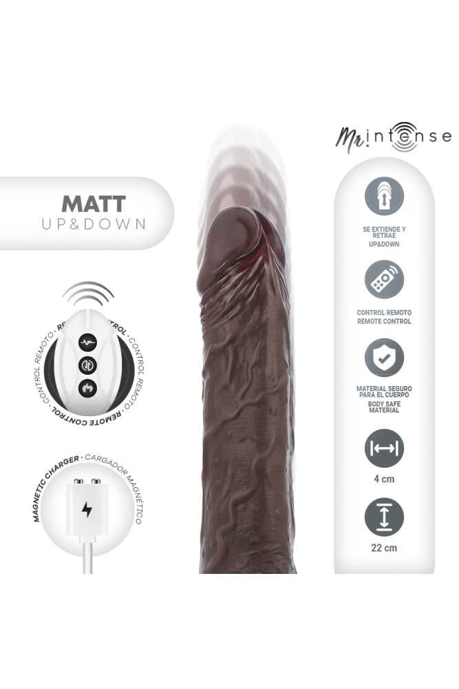 MR INTENSE - MATT REALISTICO MULTIFUNZIONE CON VIBRAZIONE SU E GIÙ TELECOMANDO 22 CM -O- 4 CM