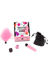 SECRET PLAY - PLEASURES BOX PER COPPIE: DADI + PROIETTILE VIBRANTE + PENNA CON PIUMA