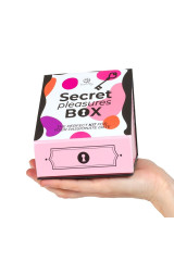 SECRET PLAY - PLEASURES BOX PER COPPIE: DADI + PROIETTILE VIBRANTE + PENNA CON PIUMA