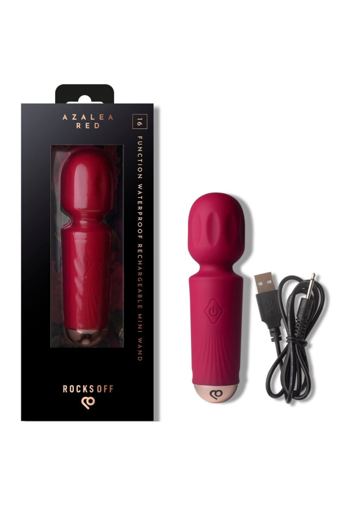 ROCKS-OFF - MINI BACCHETTA RICARICABILE 16 FUNZIONI AZALEA ROSSO