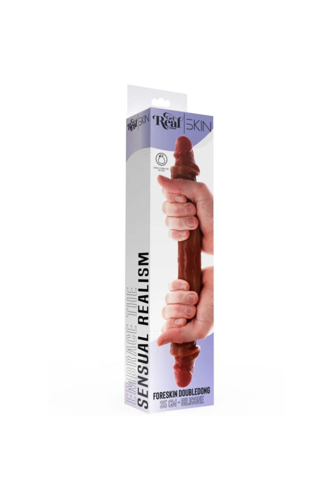 GET REAL - DILDO IN SILICONE A DOPPIA ESTREMITÀ CARAMELLO 35 CM