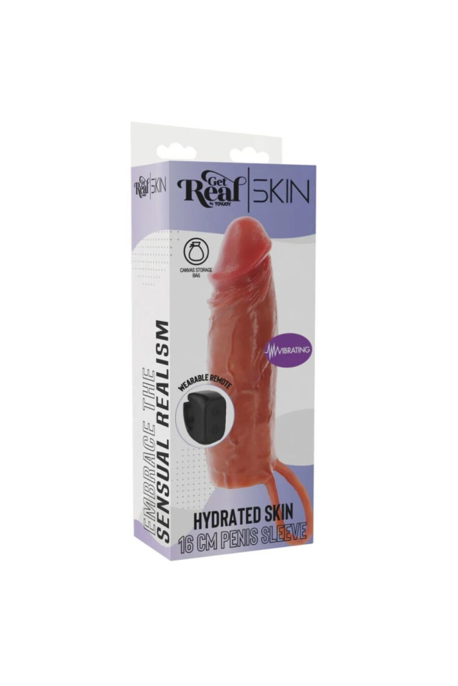 GET REAL - GUAINA VIBRANTE PER PENE IN SILICONE PER PELLE IDRATATA CARAMELLO 16 CM