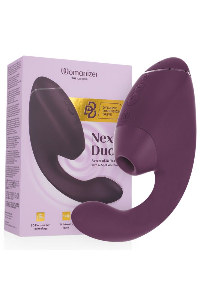 WOMANIZER - DUO NEXT STIMOLATORE DOPPIO CLITORIDEO E PUNTO G VIOLA SCURO