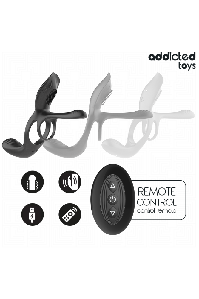 ADDICTED TOYS - DOPPIO ANELLO PER PENE CON STIMOLATORE CLITORIDEO